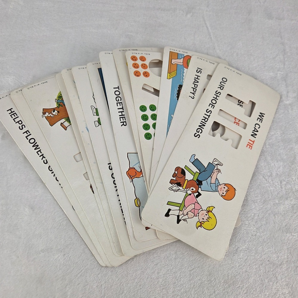 Vintage 1972 Fisher Price School Days Desk 176 Stencil Word Cards Lot 13